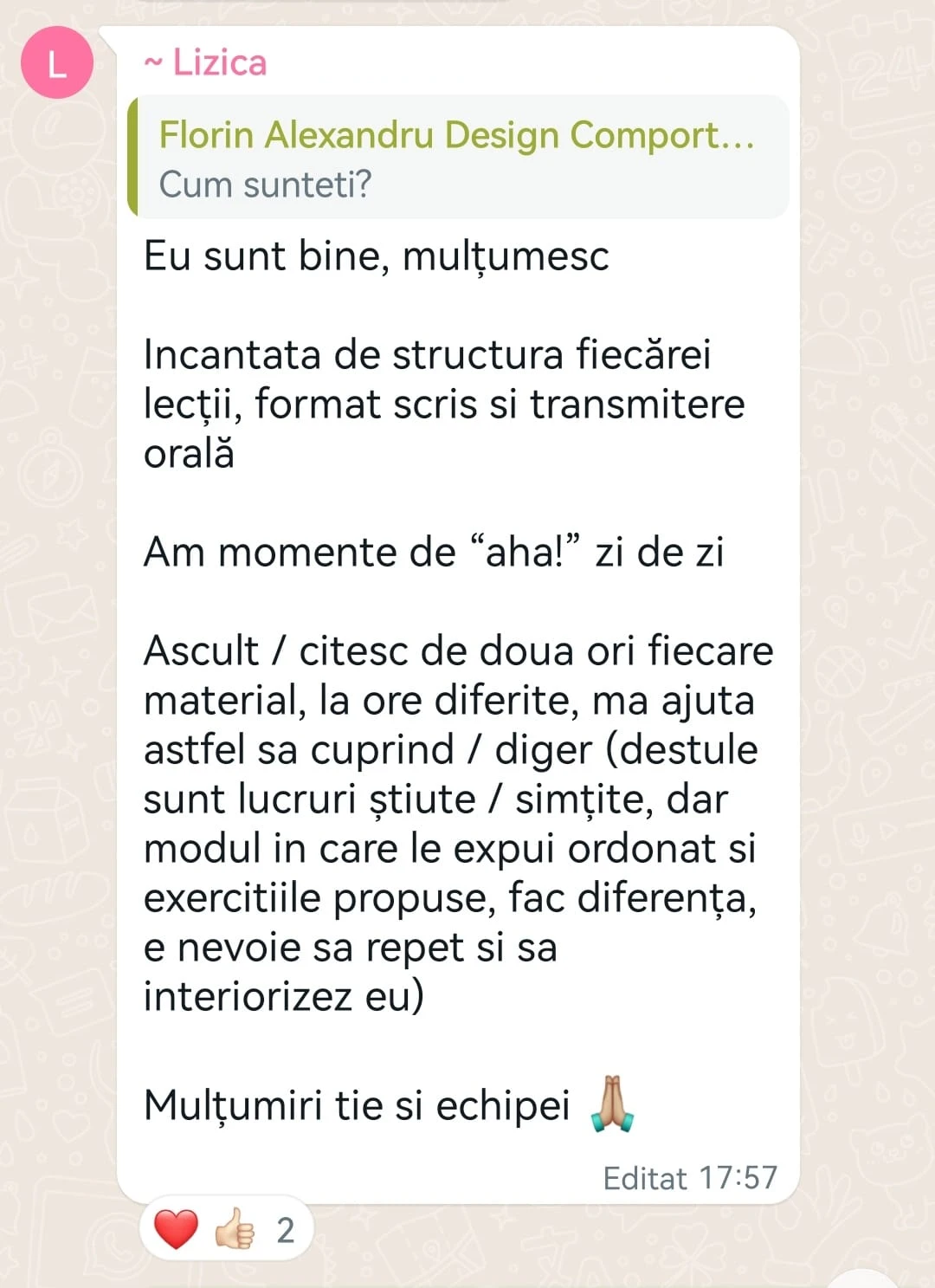 Testimonial cursant