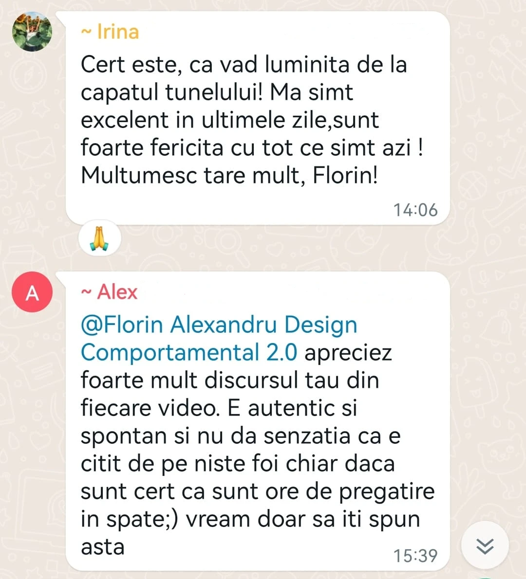 Testimonial cursant