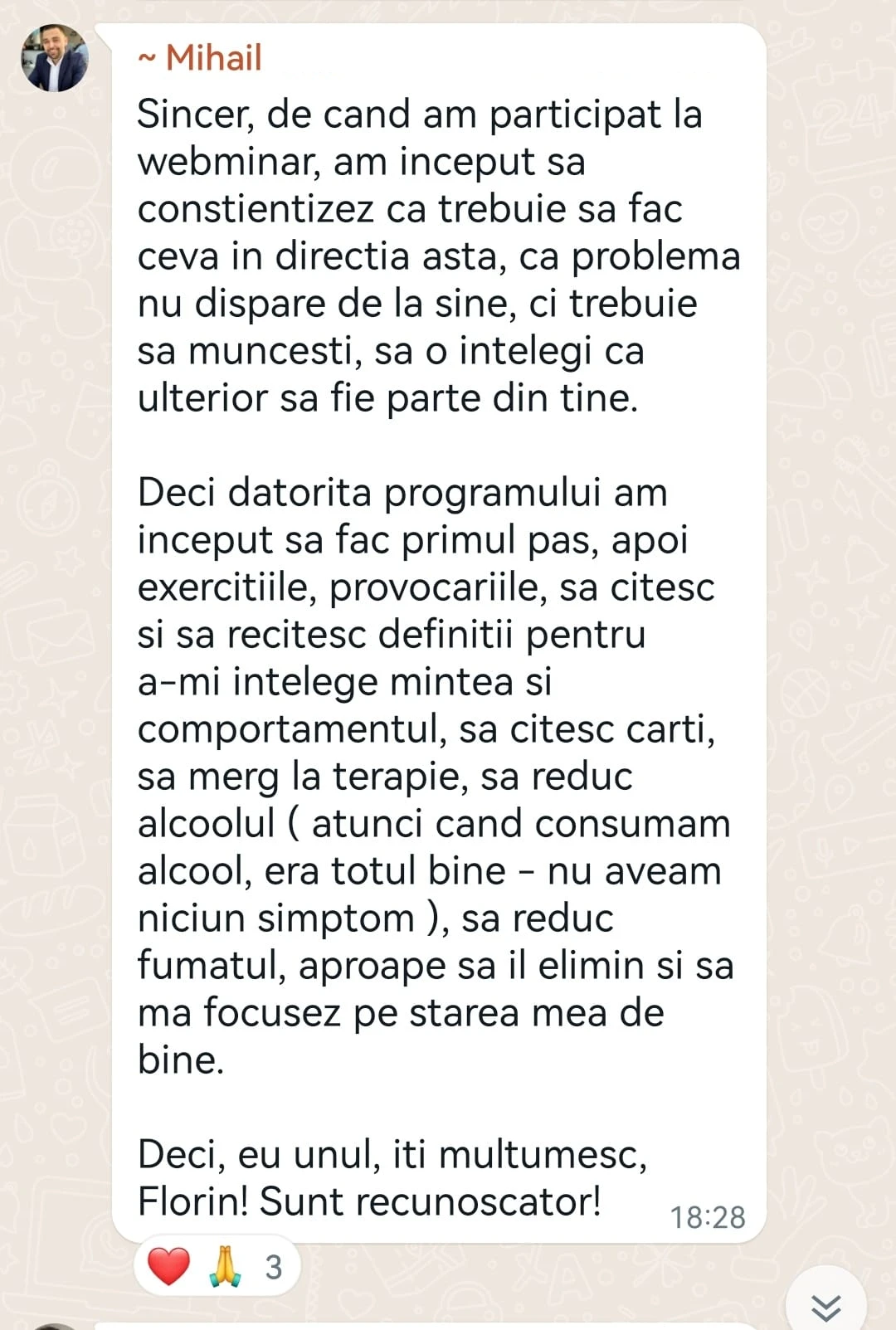 Testimonial cursant