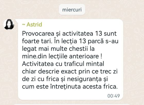 Testimonial cursant MI 18